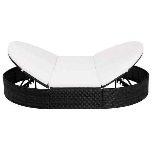 Outdoor-Loungebett mit Kissen Poly Rattan Schwarz