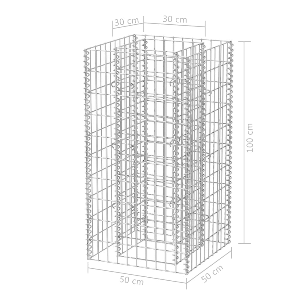 Gabionen-Hochbeet Stahl 50×50×100 cm