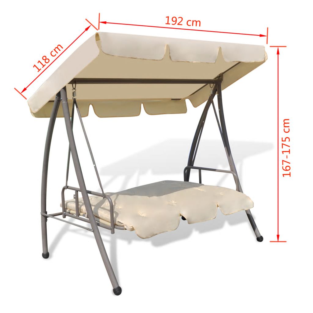 Hollywoodschaukel mit Sonnendach Sandweiß