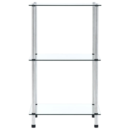 Regal mit 3 Ablagen Transparent 40x40x67 cm Hartglas
