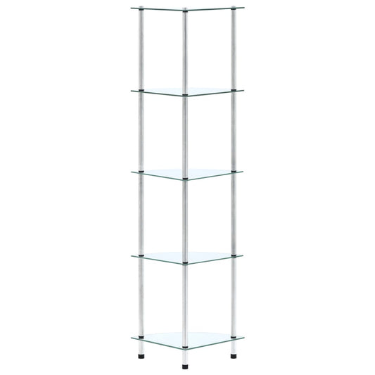 Regal mit 5 Ablagen Transparent 30x30x130 cm Hartglas