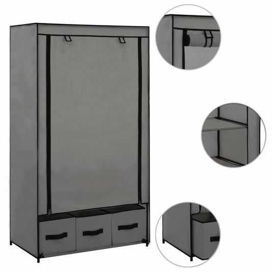 Kleiderschrank Grau 87 x 49 x 159 cm Stoff