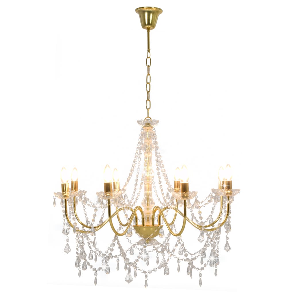 Kronleuchter mit Perlen Golden 8 x E14-Fassungen