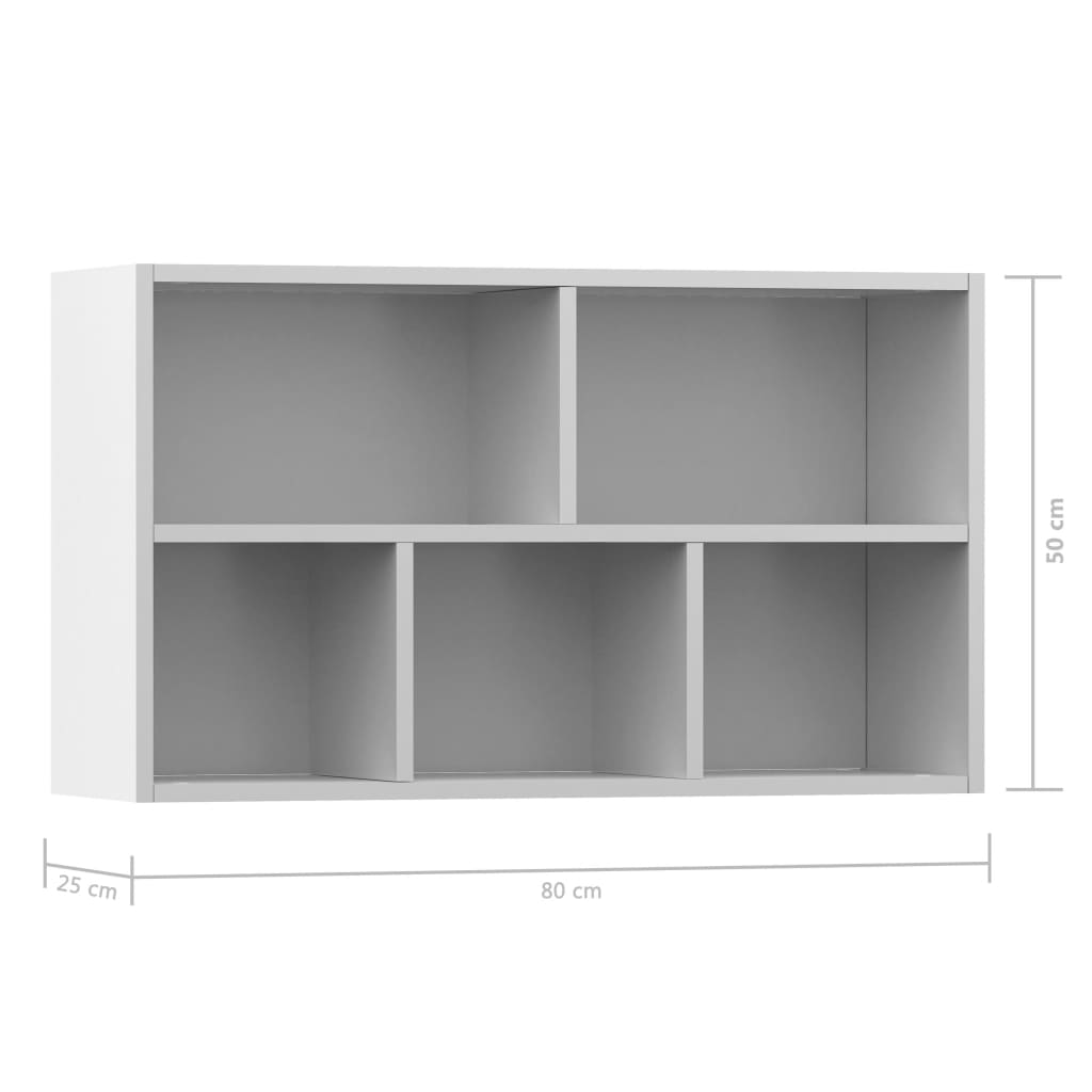 Bücherregal/Sideboard Weiß 50x25x80 cm Holzwerkstoff
