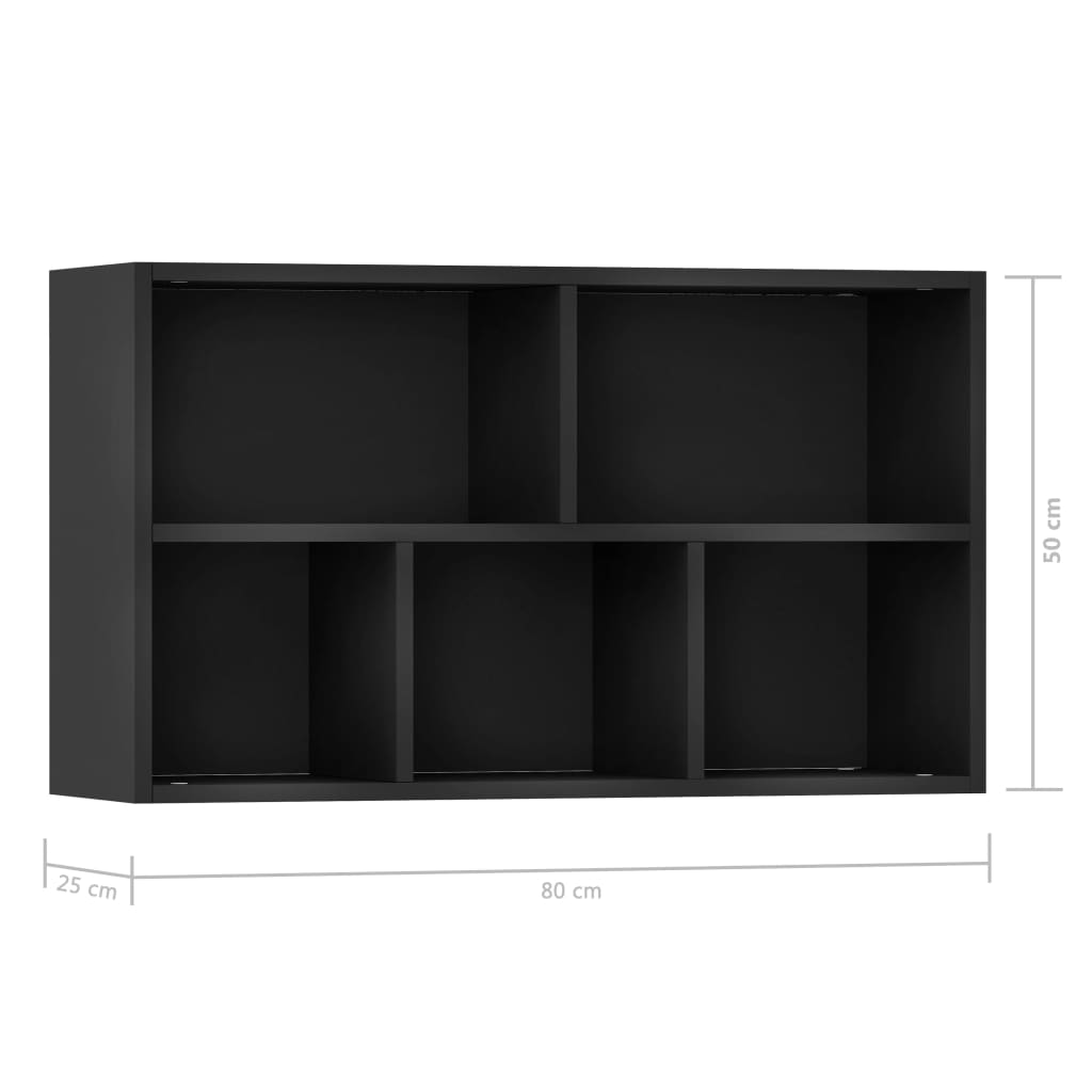 Bücherregal/Sideboard Schwarz 50x25x80 cm Holzwerkstoff