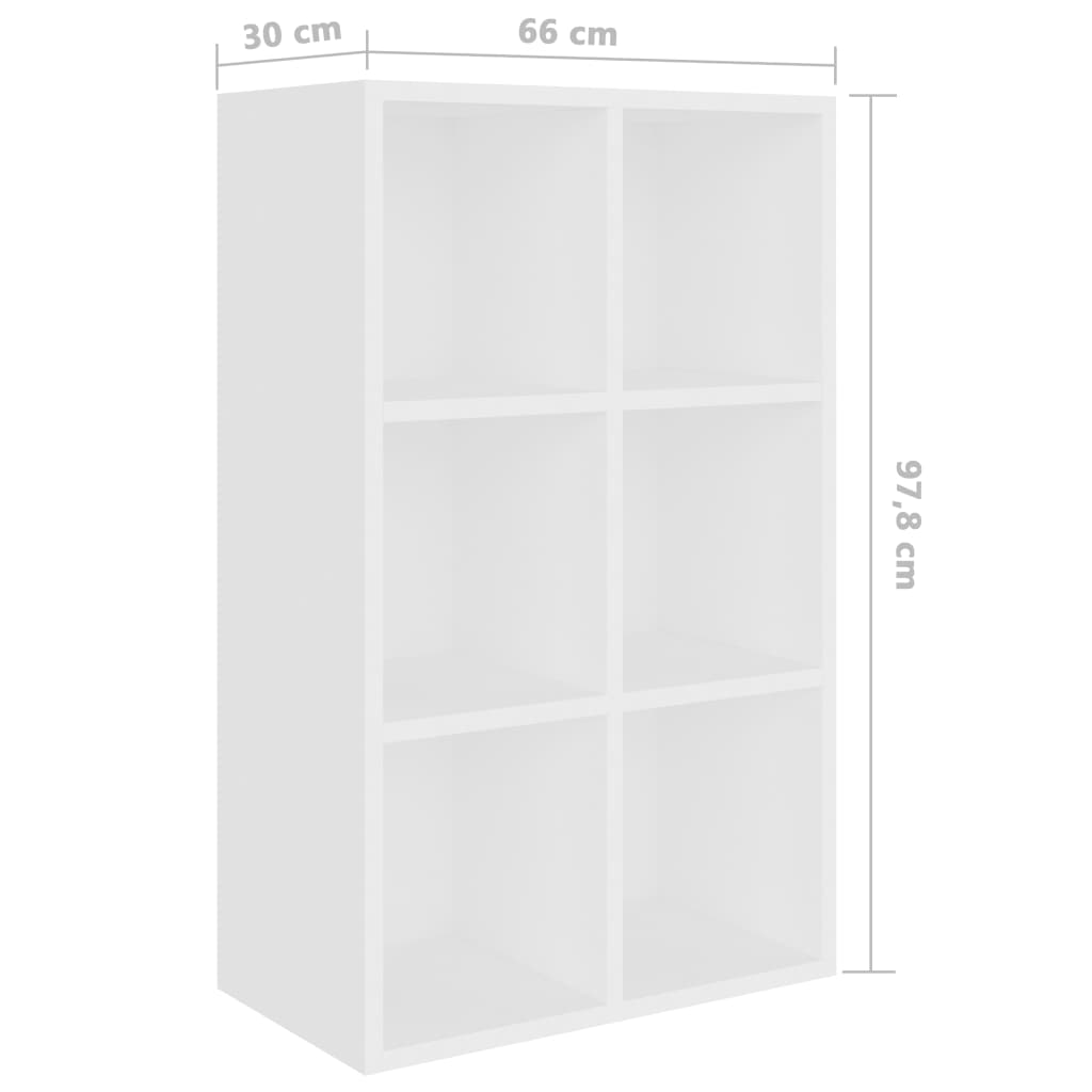 Bücherregal/Sideboard Weiß 66x30x98 cm Holzwerkstoff