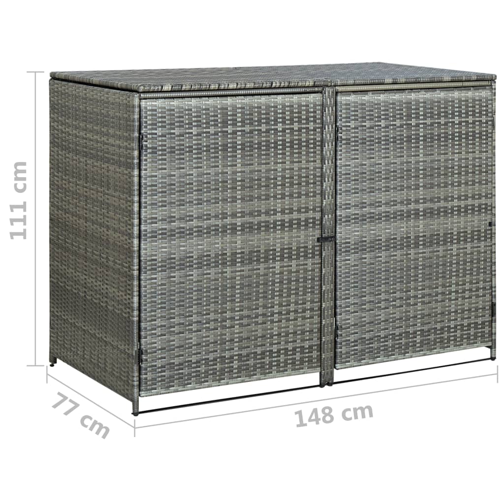 Mülltonnenbox für 2 Tonnen Poly Rattan Anthrazit 148×77×111 cm