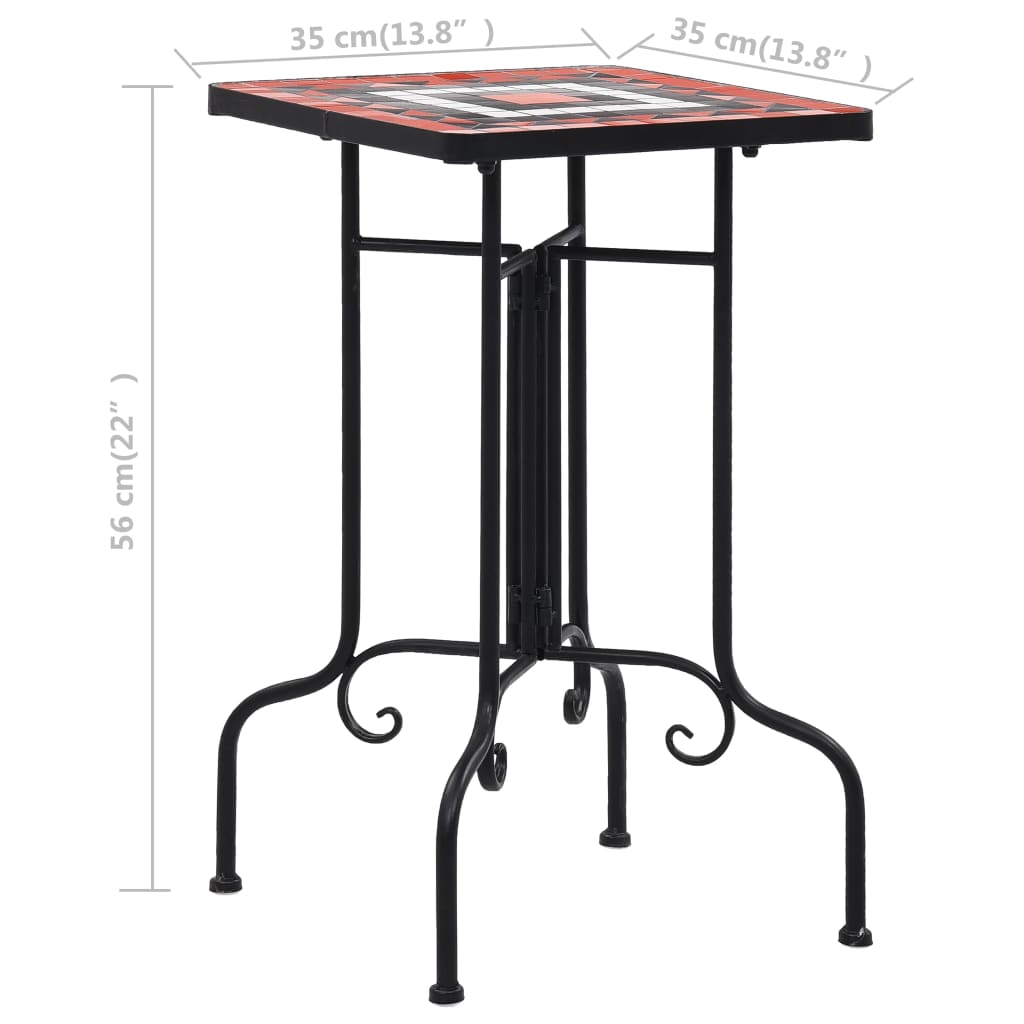 Beistelltisch Mosaik Keramik Terracotta und Weiß