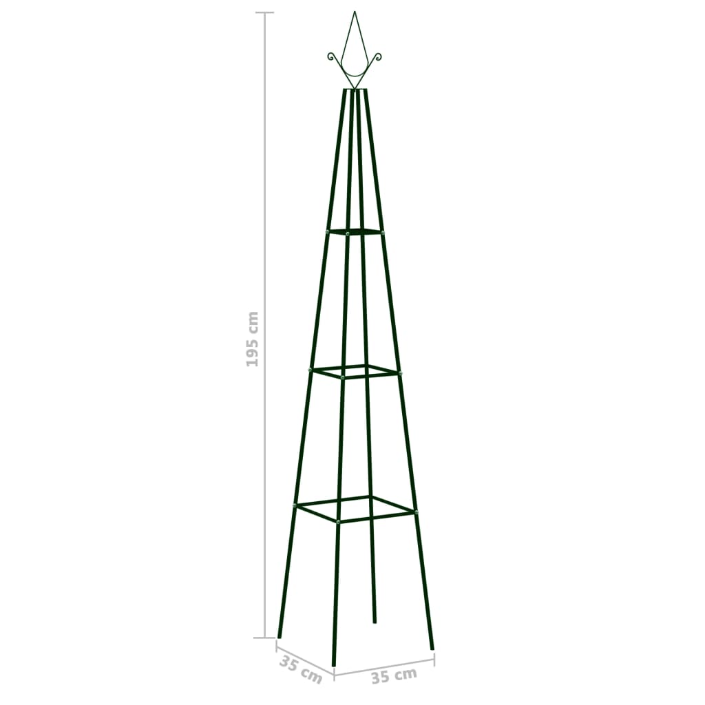 Garten-Rankhilfen 2 Stk. Dunkelgrün 35x35x195 cm Eisen