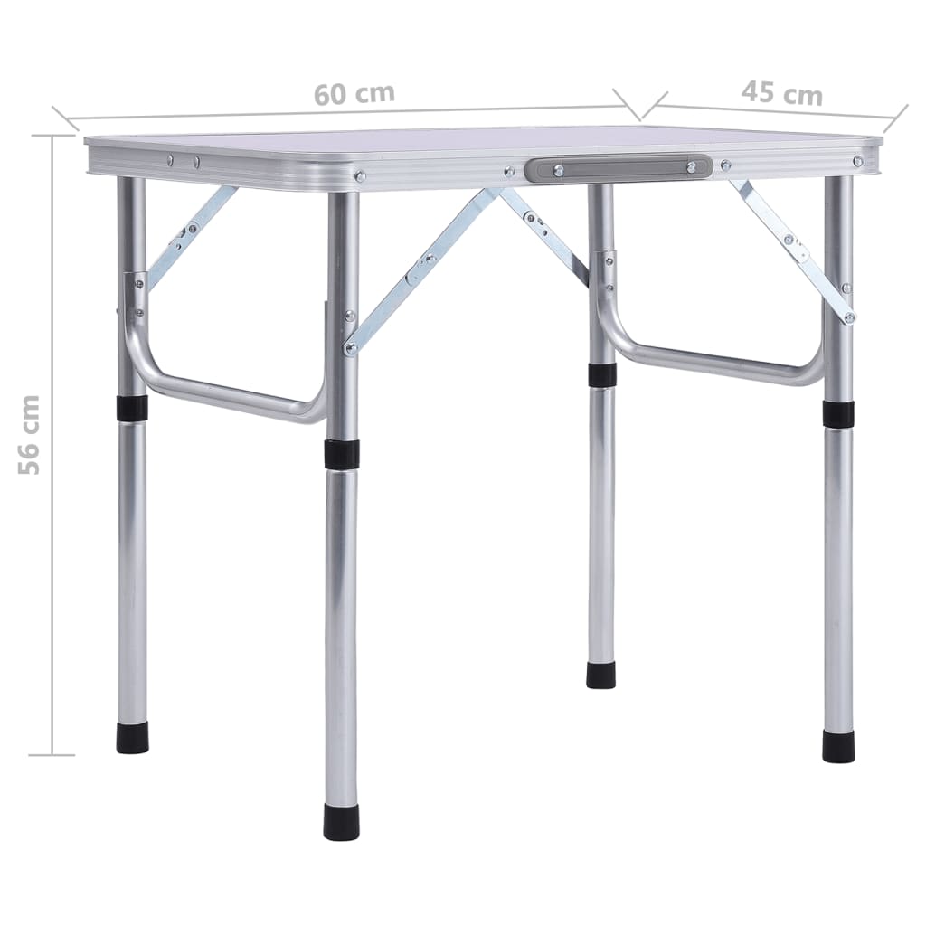 Klappbarer Campingtisch Weiß Aluminium 60x45 cm