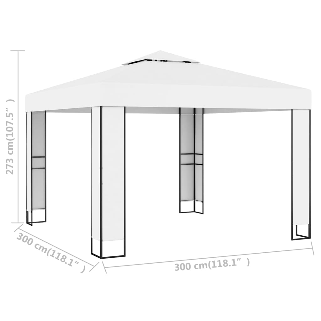 Pavillon mit Doppeldach 3 x 3 m Weiß
