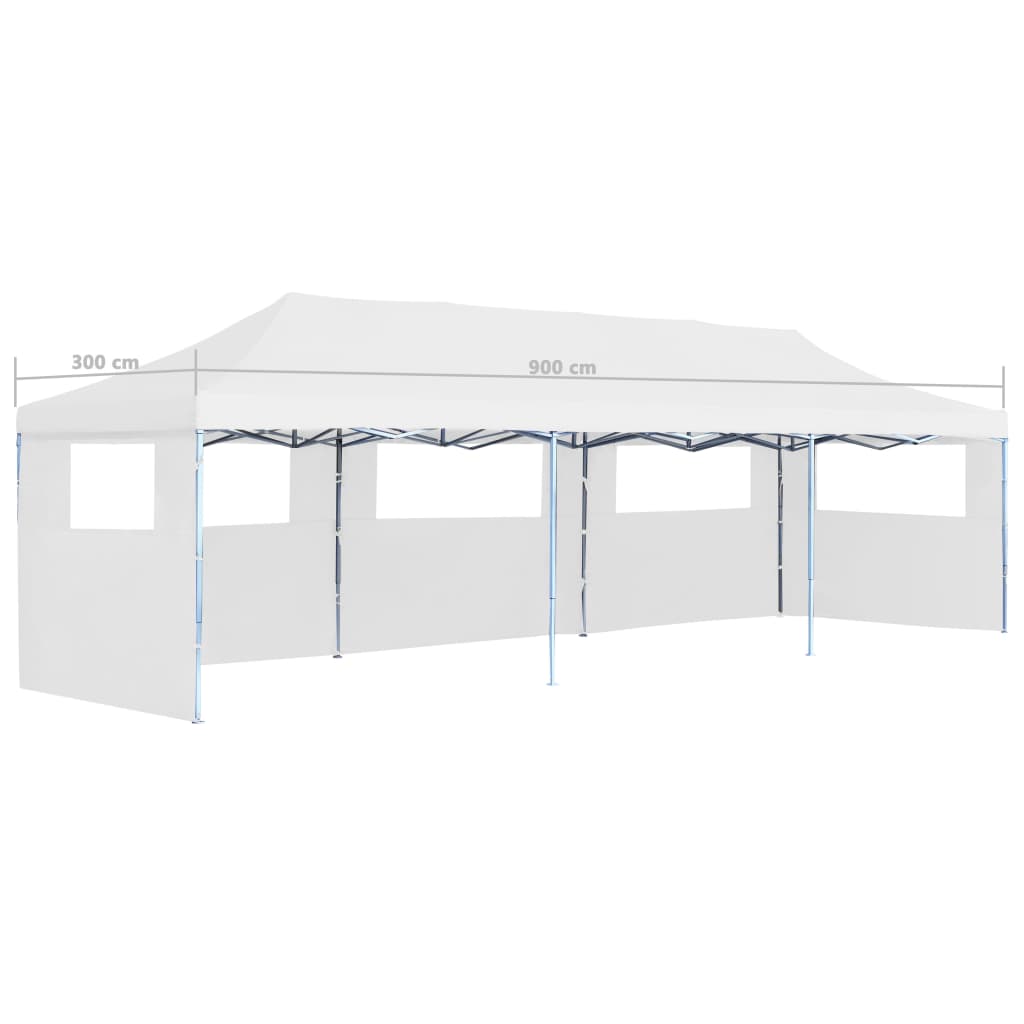 Pop-Up Partyzelt Faltbar mit 5 Seitenwänden 3x9 m Weiß