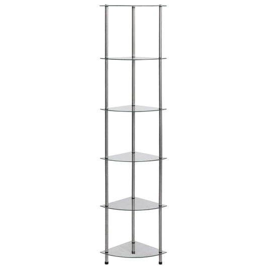 Regal mit 6 Ablagen Transparent 30x30x160 cm Hartglas