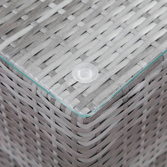 Beistelltische 3 Stk. mit Glasplatte Grau Poly Rattan