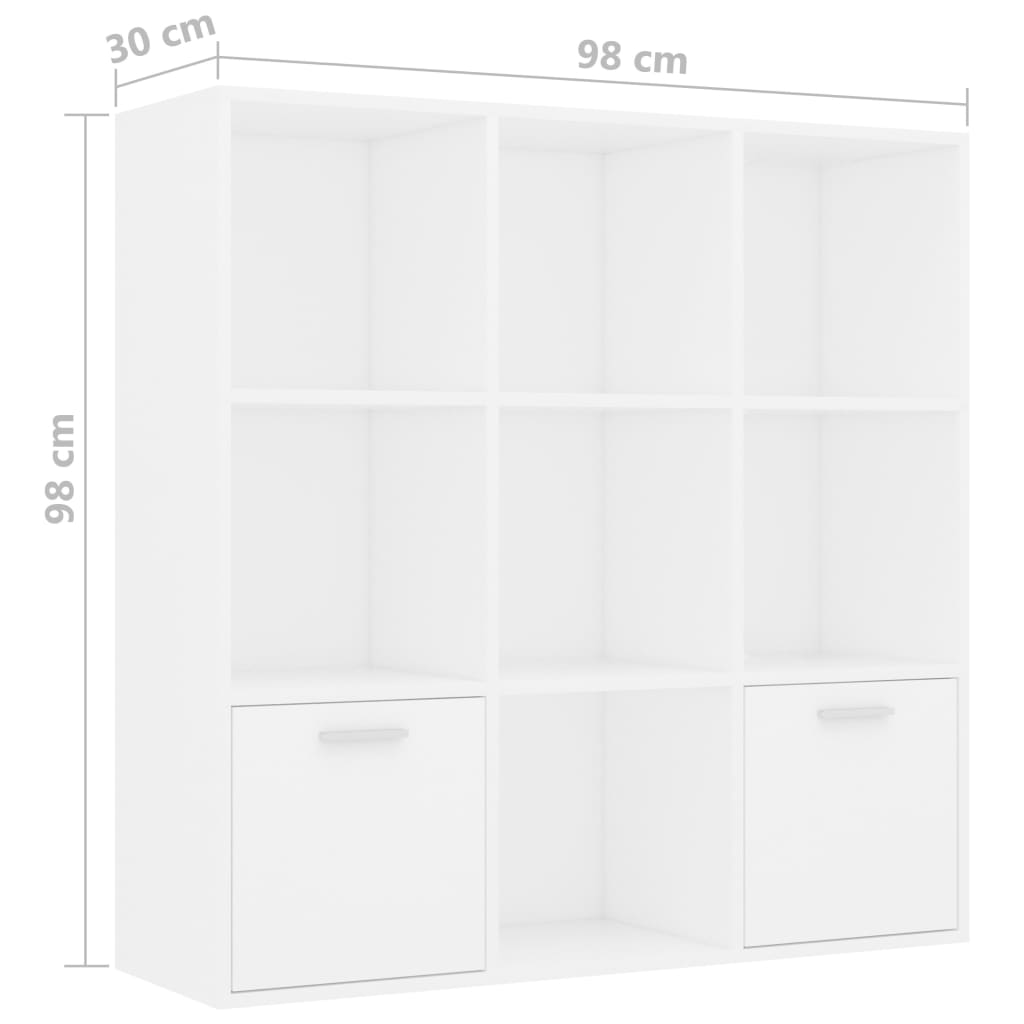 Bücherregal Weiß 98x30x98 cm Holzwerkstoff