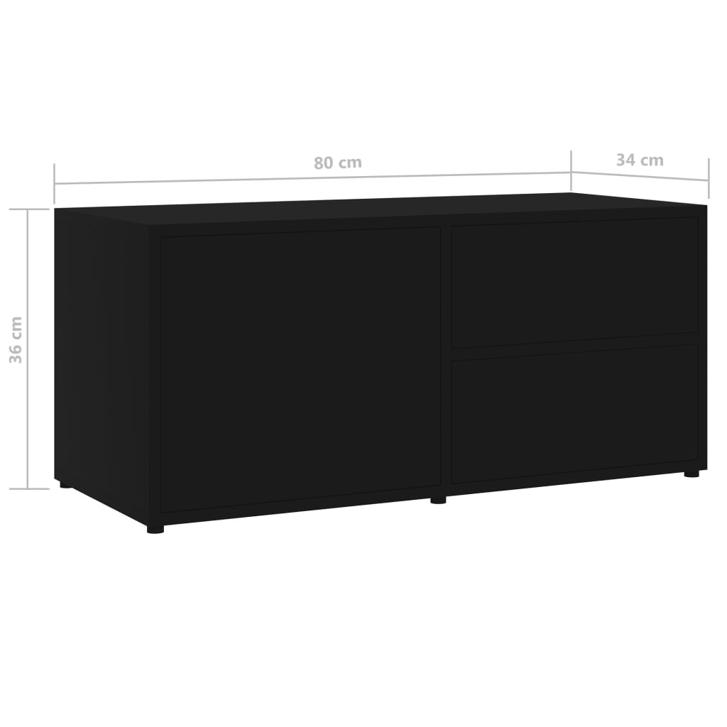 TV-Schrank Schwarz 80x34x36 cm Holzwerkstoff