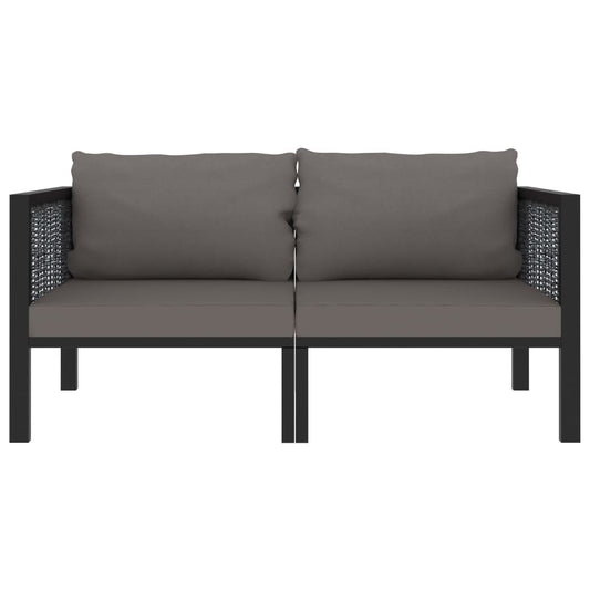 2-Sitzer-Sofa mit Auflage Anthrazit Poly Rattan