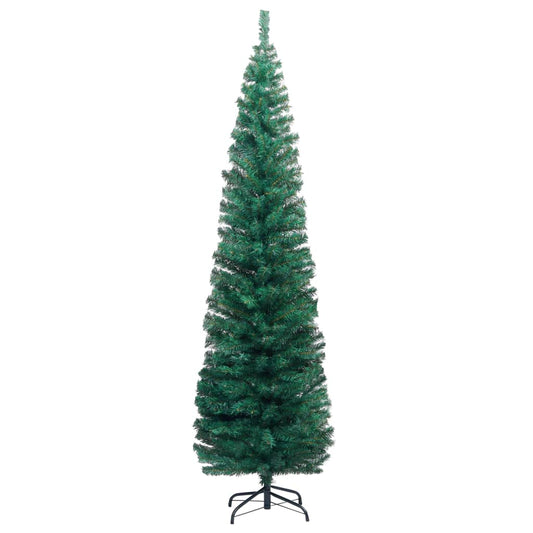 Künstlicher Weihnachtsbaum Schlank mit Ständer Grün 180 cm PVC