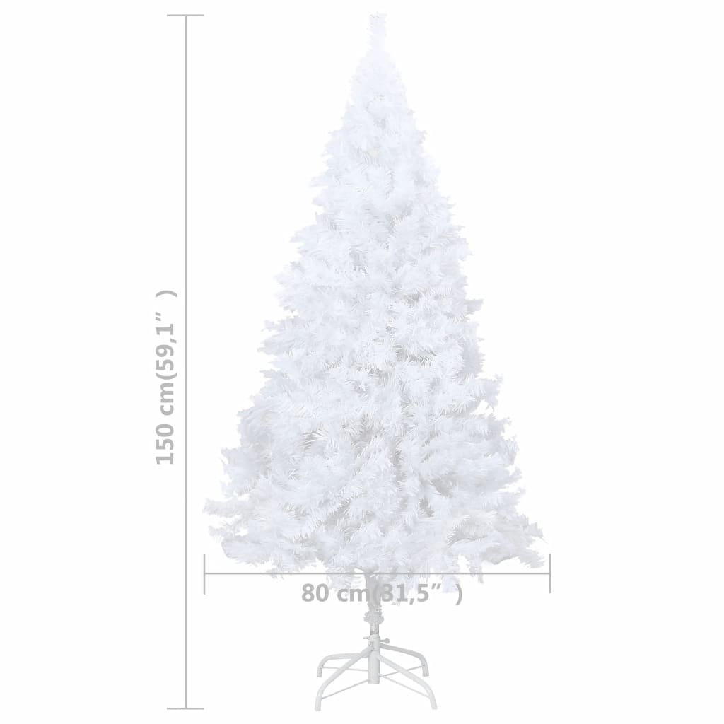 Künstlicher Weihnachtsbaum mit Dicken Zweigen Weiß 150 cm PVC