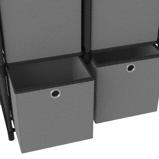 Würfelregal mit 6 Boxen Schwarz 103x30x72,5 cm Stoff