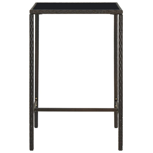 Garten-Bartisch Braun 70x70x110 cm Poly Rattan und Glas