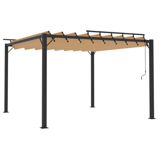 Pergola mit Lamellendach 3x3 m Taupe Stoff und Aluminium