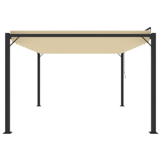 Pergola mit Lamellendach 3x4 m Creme Stoff und Aluminium