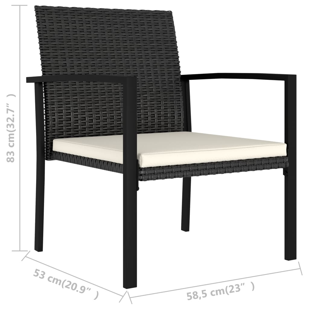 Garten-Essstühle 2 Stk. Poly Rattan Schwarz