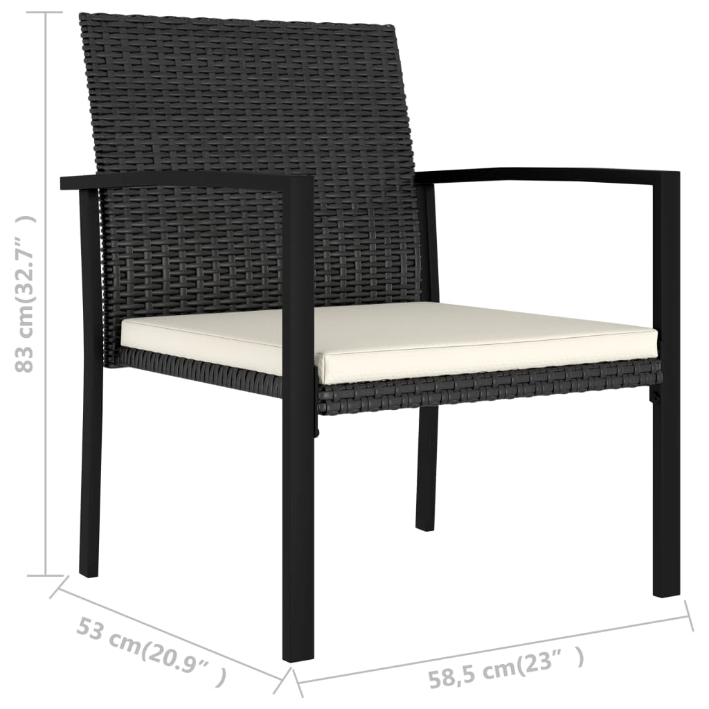 Garten-Essstühle 4 Stk. Poly Rattan Schwarz