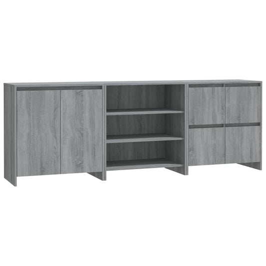 3-tlg. Sideboard Grau Sonoma Holzwerkstoff