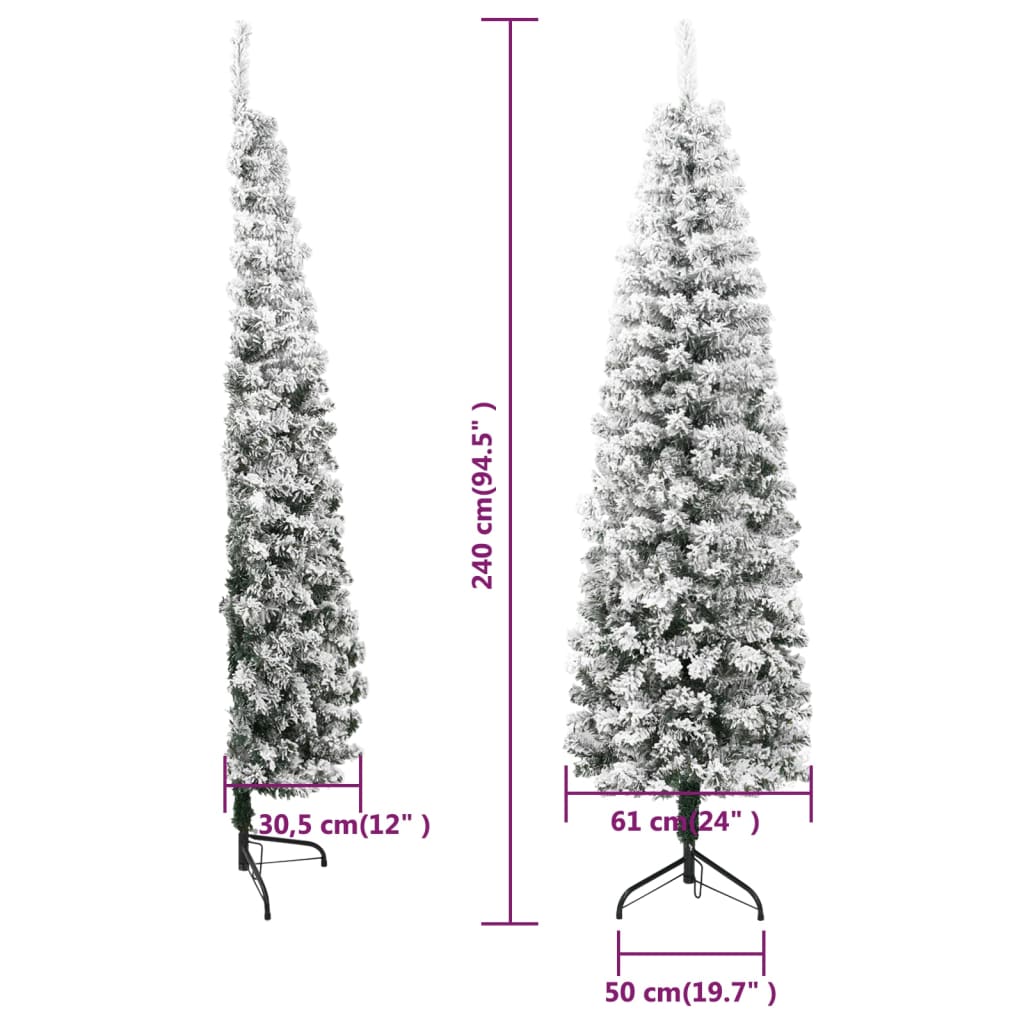 Künstlicher Halb-Weihnachtsbaum mit Schnee Schlank 240 cm