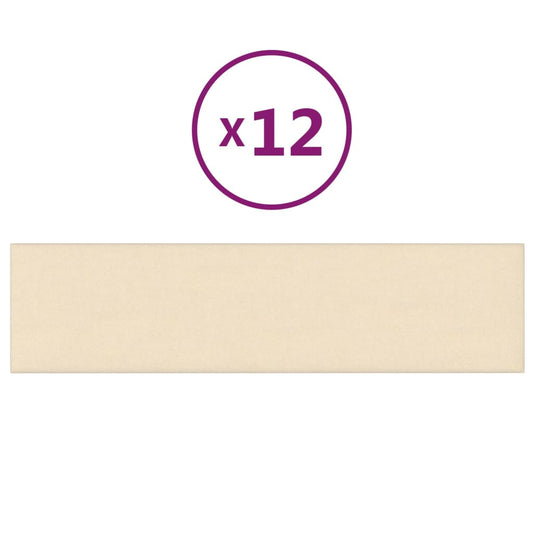 Wandpaneele 12 Stk. Creme 60x15 cm Stoff 1,08 m²