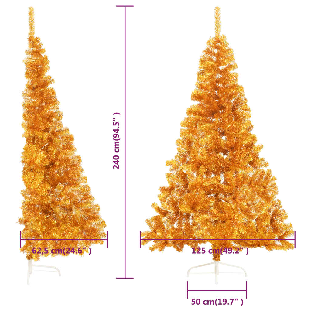 Künstlicher Halb-Weihnachtsbaum mit Ständer Gold 240 cm PET
