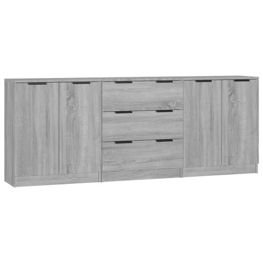 3-tlg. Sideboards Grau Sonoma Holzwerkstoff