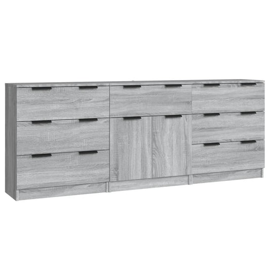 3-tlg. Sideboards Grau Sonoma Holzwerkstoff