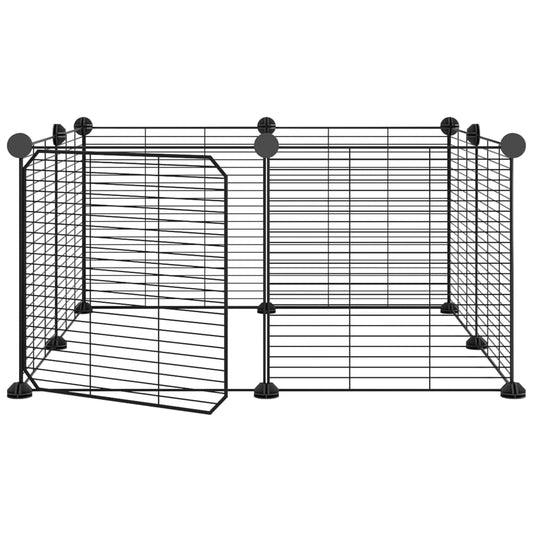 8-Panel-Haustierkäfig mit Tür Schwarz 35x35 cm Stahl