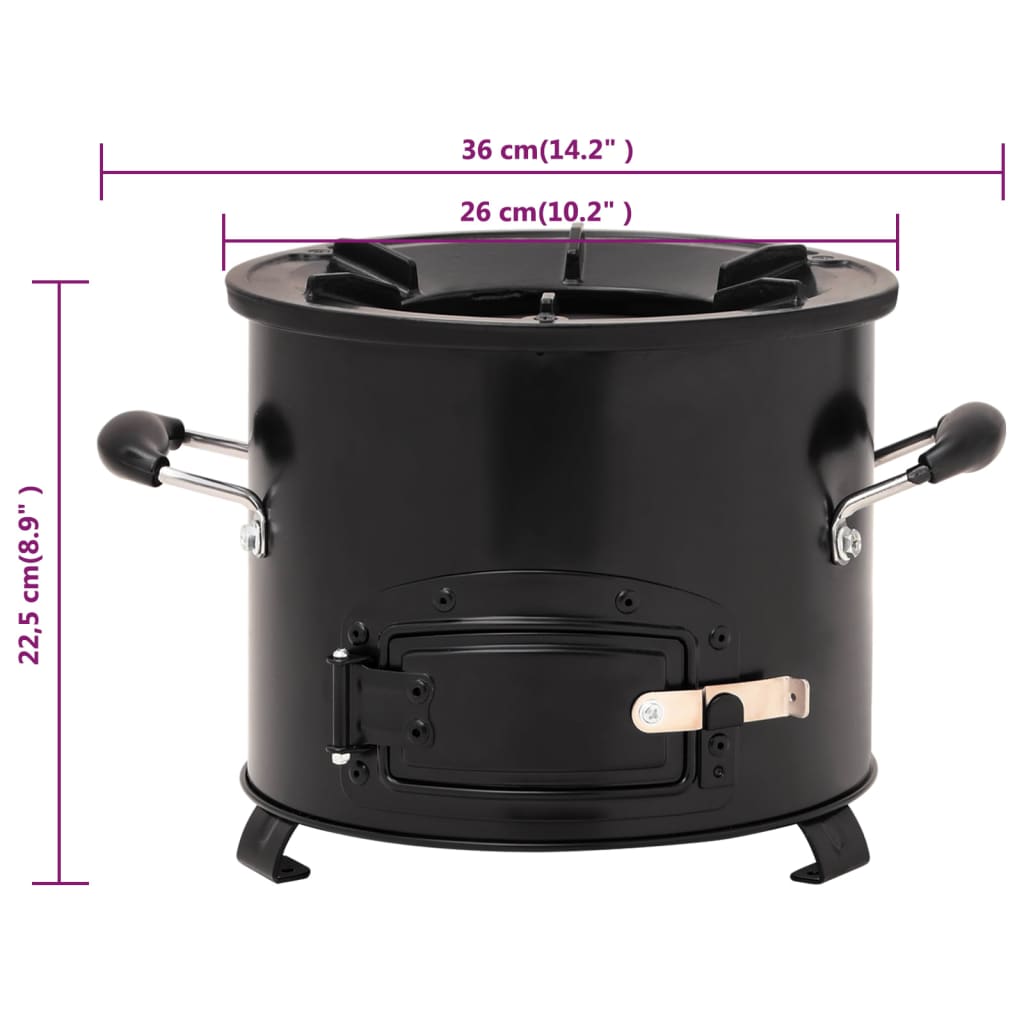 Camping-Ofen Schwarz 36x26x22,5 cm Metall