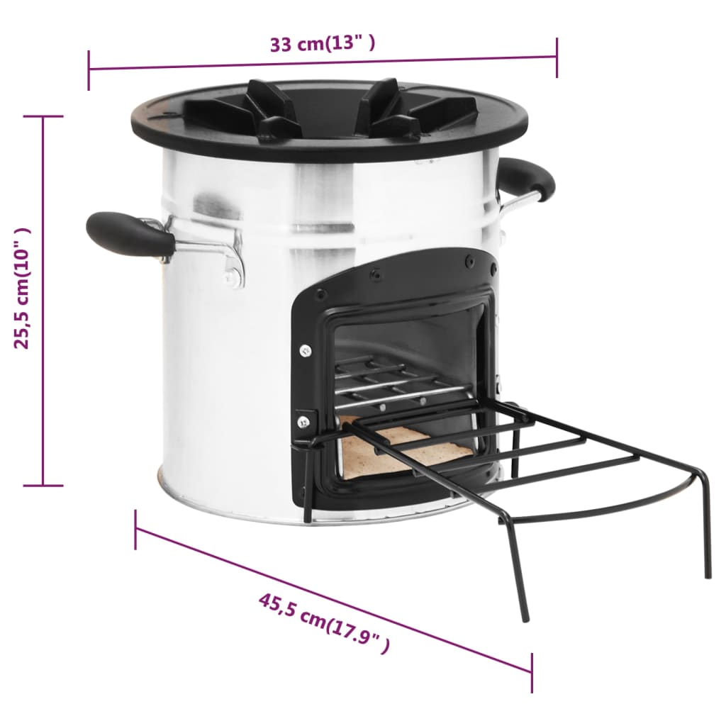 Camping-Ofen Silbern 45,5x33x25,5 cm Edelstahl