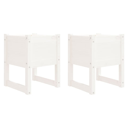 Pflanzkübel 2 Stk. Weiß 40x40x52,5 cm Massivholz Kiefer