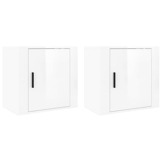 Wand-Nachttische 2 Stk. Hochglanz-Weiß 50x30x47 cm