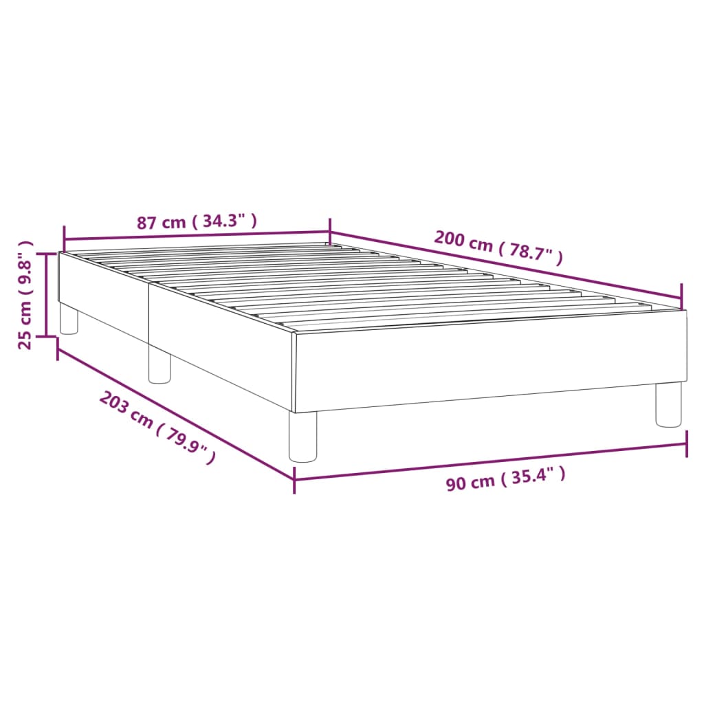 Boxspringbettgestell Grau 90x200 cm Kunstleder
