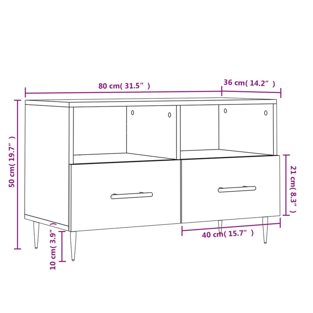 TV-Schrank Weiß 80x36x50 cm Holzwerkstoff