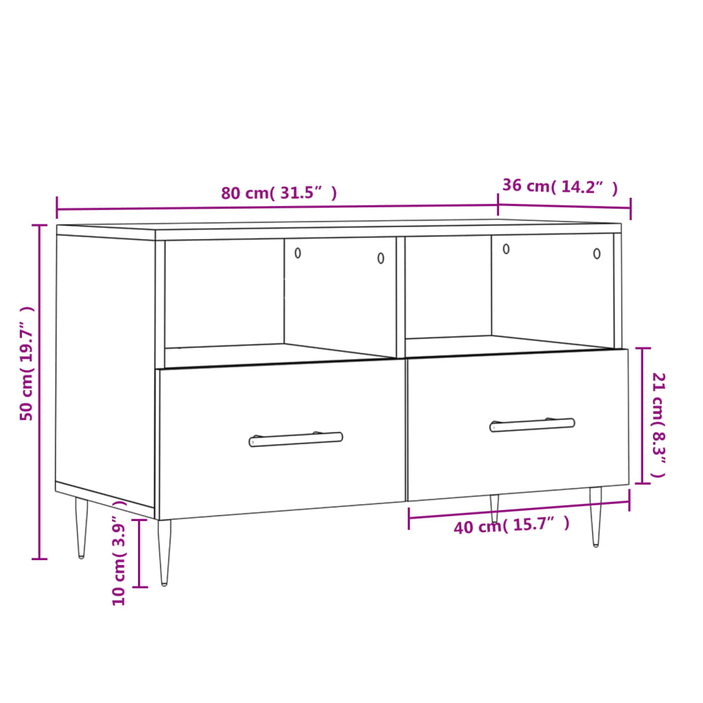 TV-Schrank Betongrau 80x36x50 cm Holzwerkstoff