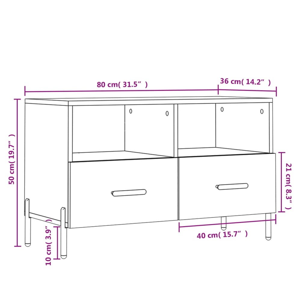 TV-Schrank Weiß 80x36x50 cm Holzwerkstoff