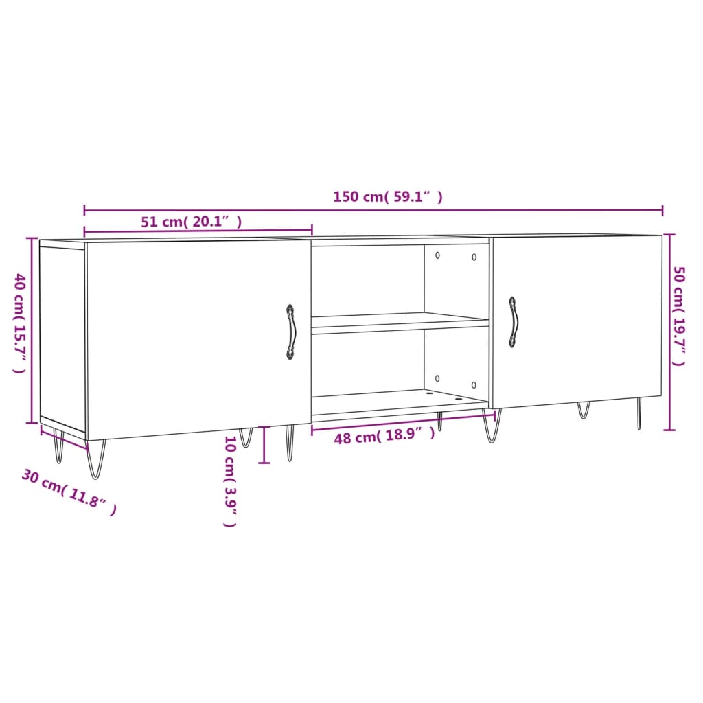 TV-Schrank Betongrau 150x30x50 cm Holzwerkstoff