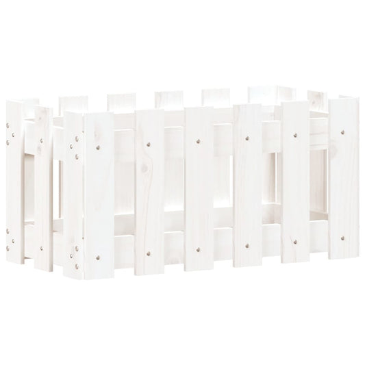 Pflanzkübel Lattenzaun-Design Weiß 60x30x30 cm Kiefernholz