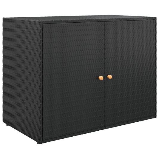 Gartenschrank Schwarz 100 x 55,5 x 80 cm Poly Rattan