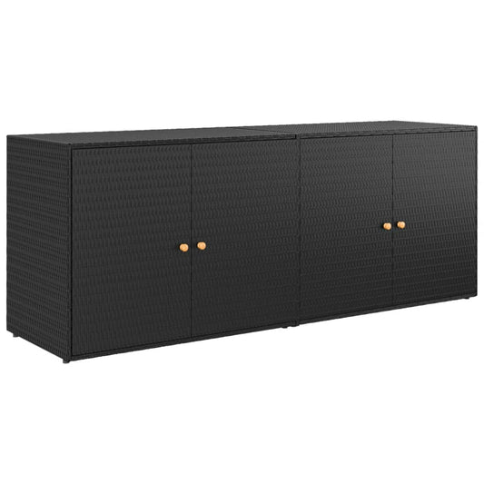 Gartenschrank Schwarz 198 x 55,5 x 80 cm Poly Rattan