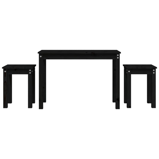 Satztische 3 Stk. Schwarz Massivholz Kiefer