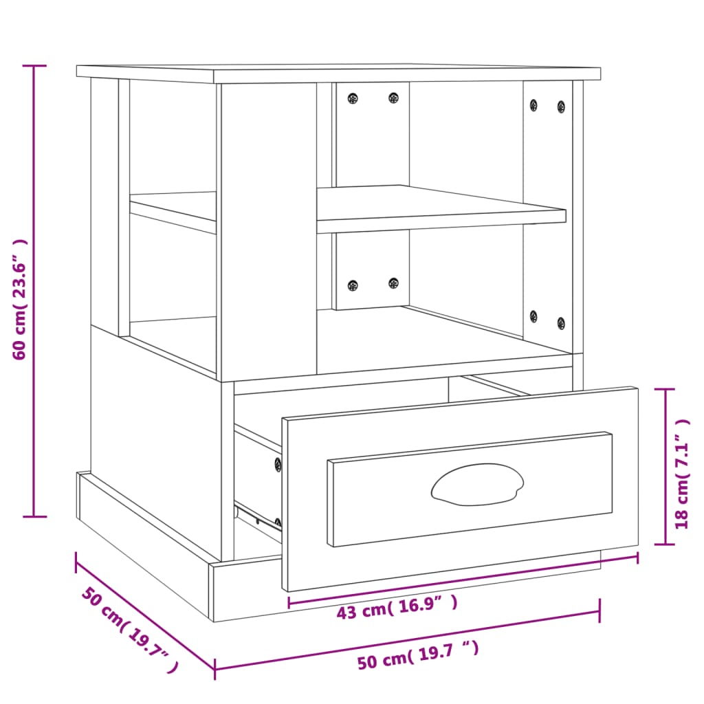 Beistelltisch Sonoma-Eiche 50x50x60 cm Holzwerkstoff